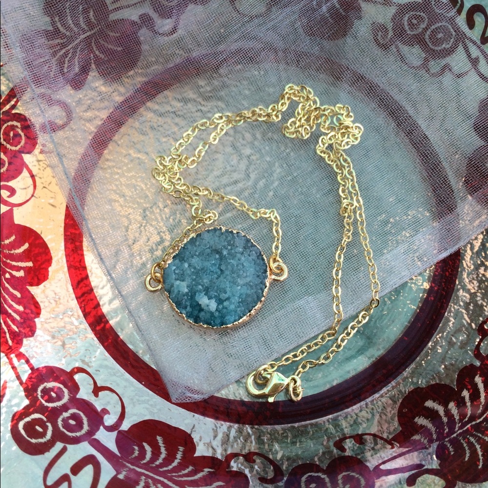 Druzy Crystal 14K Gold Plate Dainty - Picture 3 of 4